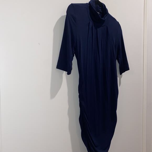 A PEA IN THE POD Maternity Sz S Cowl Neck Navy Sweater Shirt Soft Spandex Fall - Picture 2 of 7